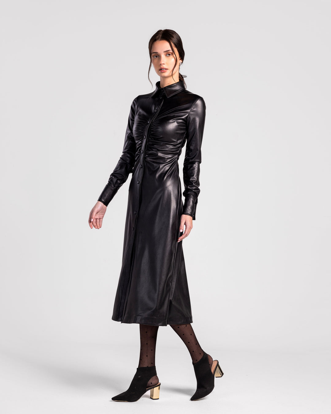 Mystique Leatherette Midi Dress