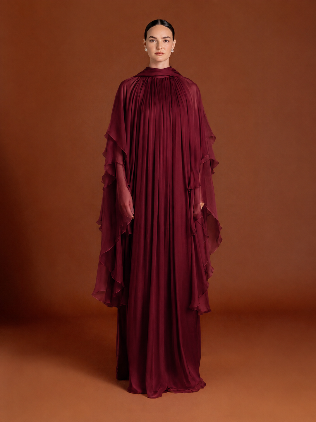Blura Ruffled Maxi Dress in Silk-chiffon