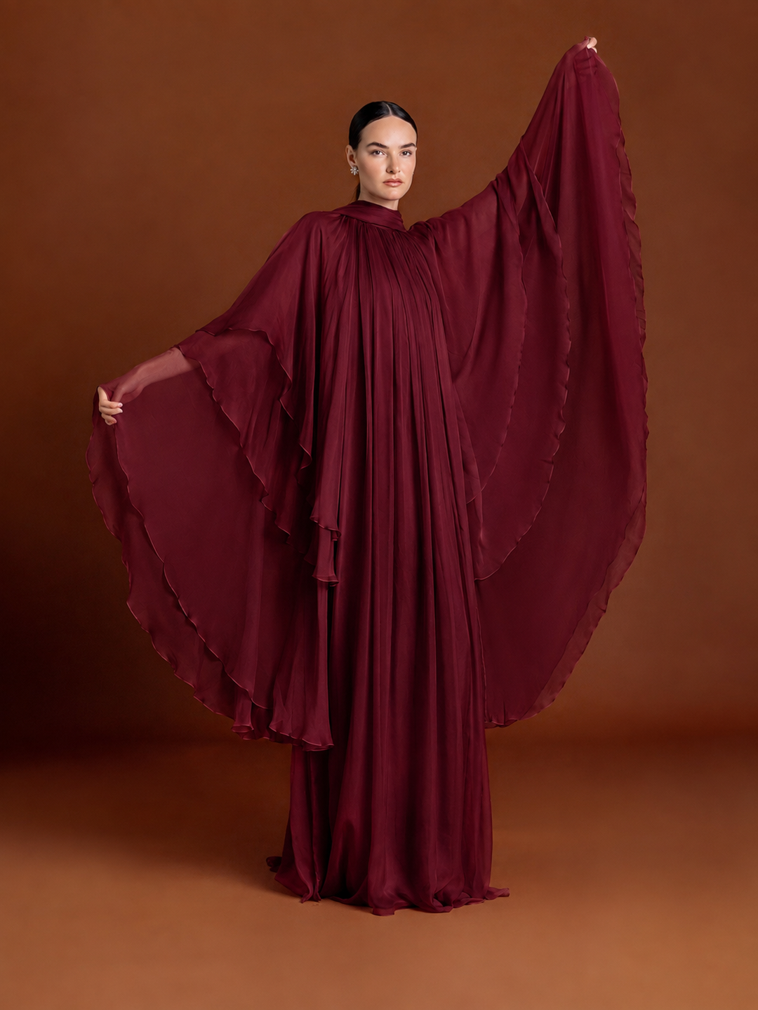 Blura Ruffled Maxi Dress in Silk-chiffon