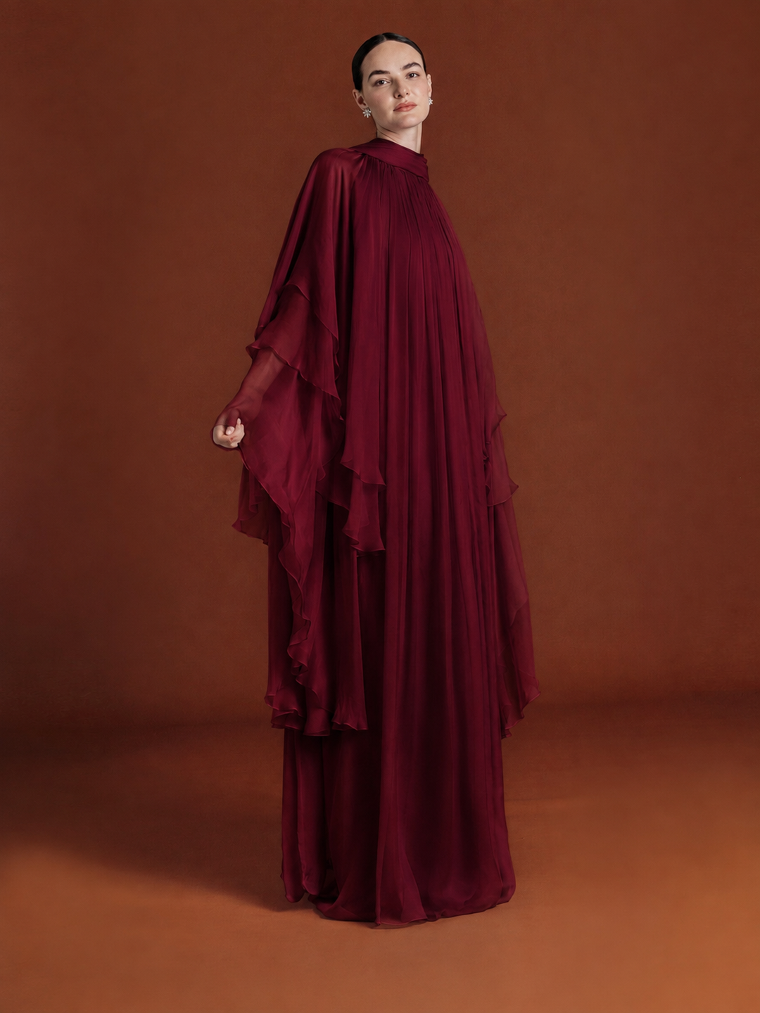 Blura Ruffled Maxi Dress in Silk-chiffon
