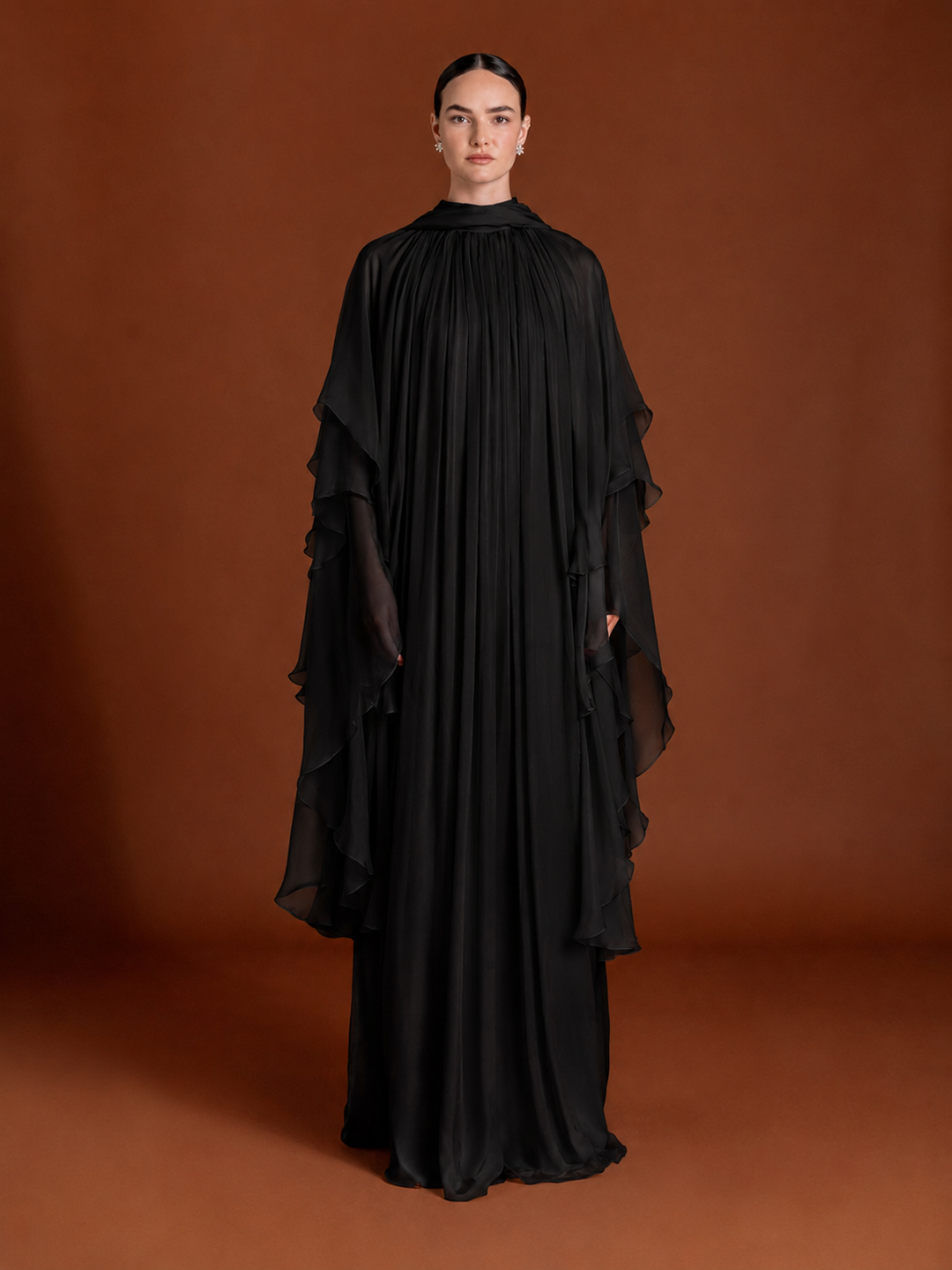 Blura Ruffled Maxi Dress in Silk-chiffon