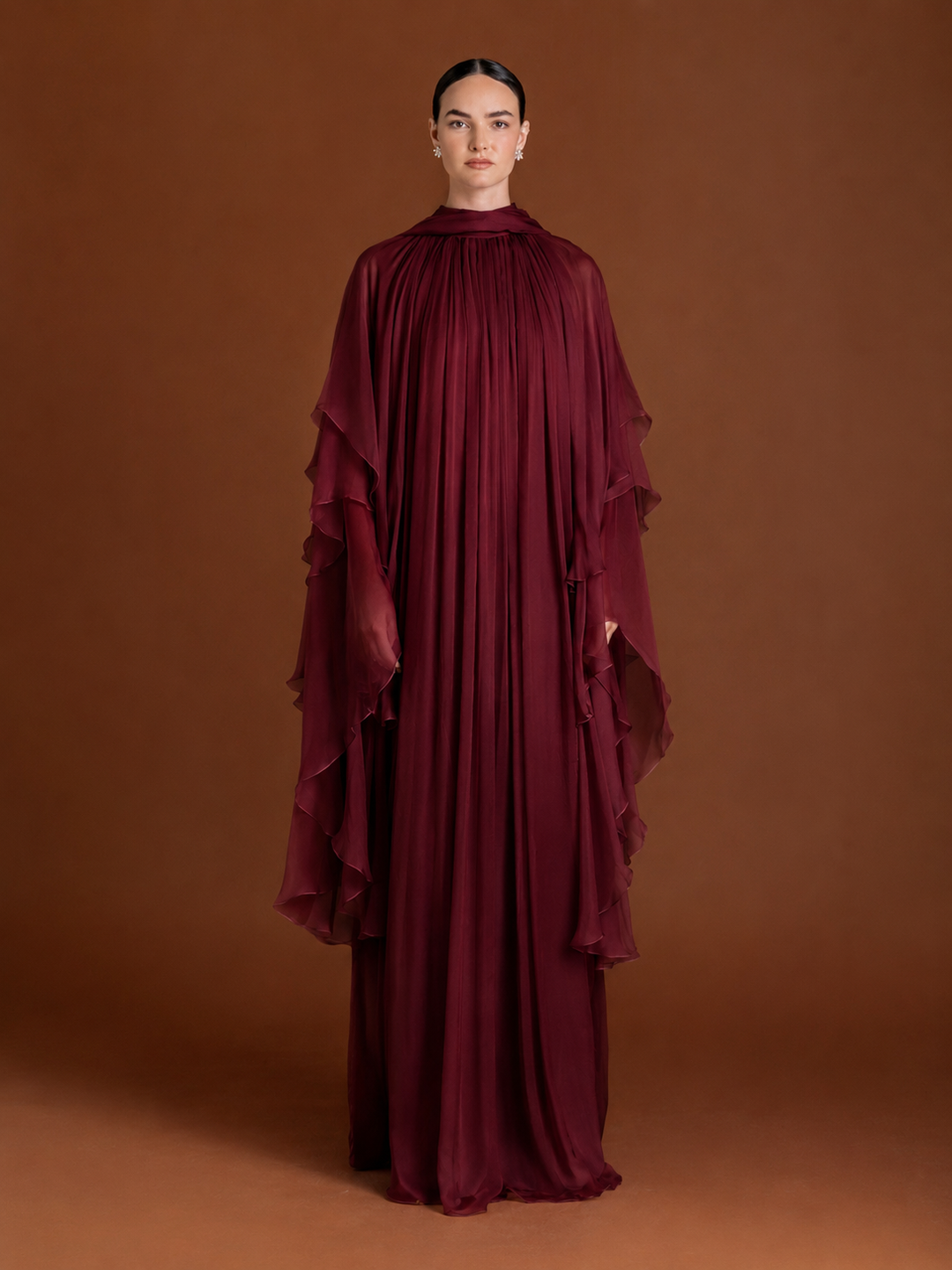 Blura Ruffled Maxi Dress in Silk-chiffon