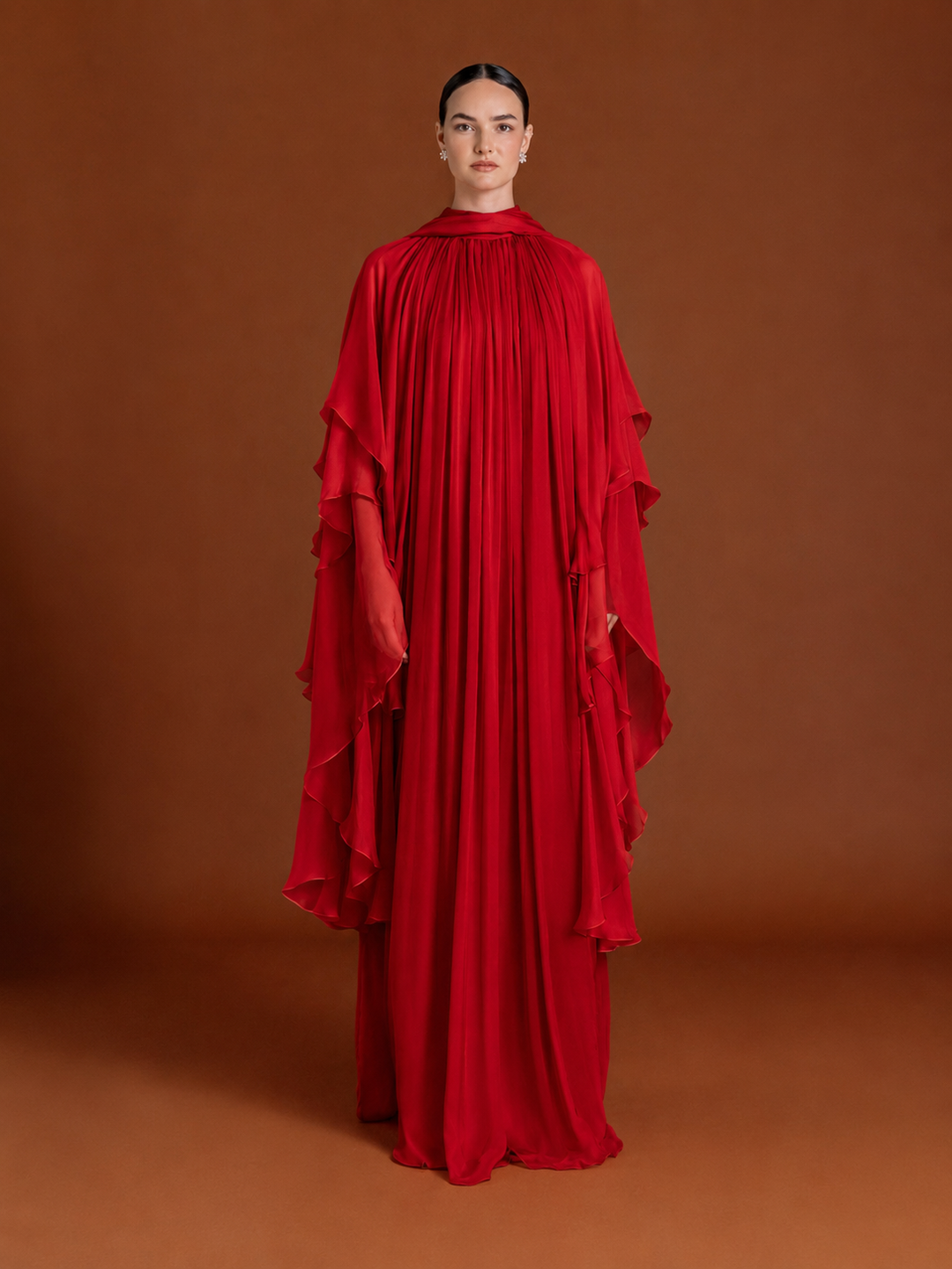 Blura Ruffled Maxi Dress in Silk-chiffon