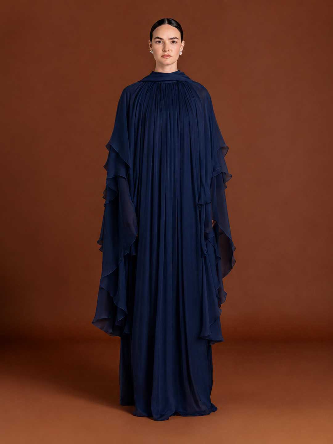 Blura Ruffled Maxi Dress in Silk-chiffon