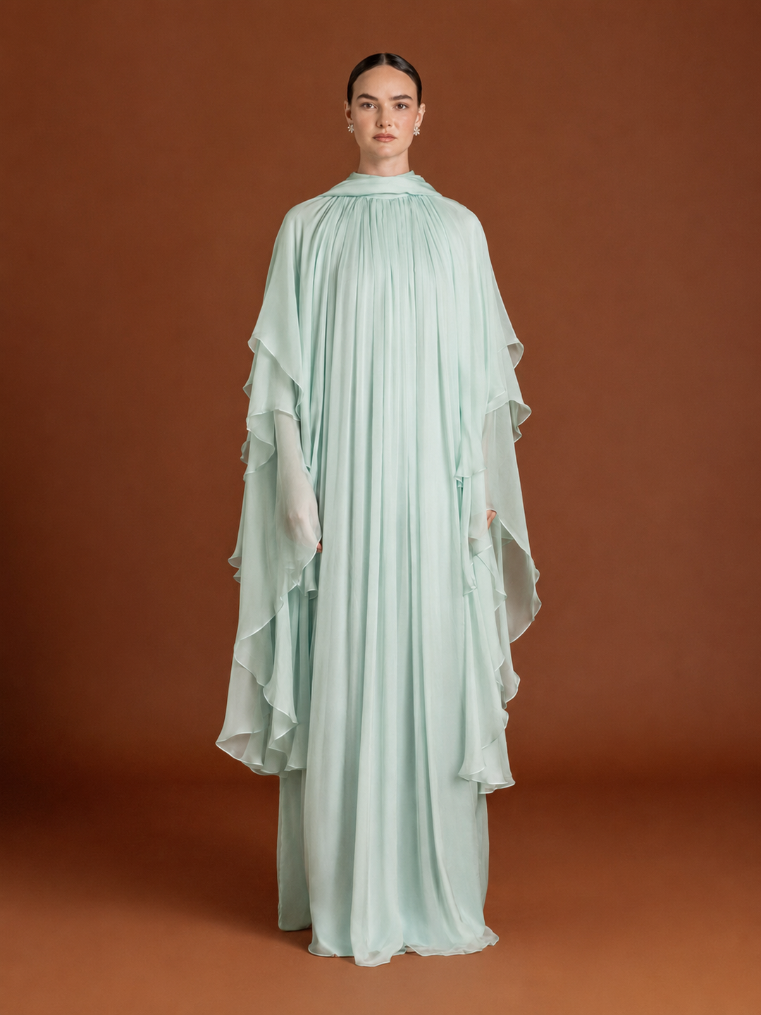 Blura Ruffled Maxi Dress in Silk-chiffon