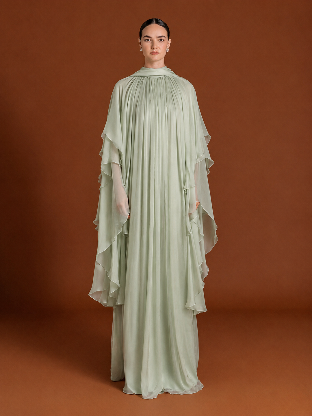 Blura Ruffled Maxi Dress in Silk-chiffon