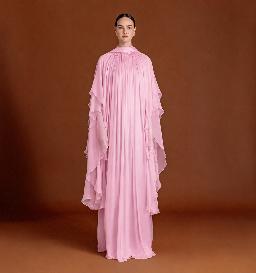 Blura Ruffled Maxi Dress in Silk-chiffon