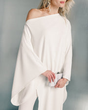 Caped loose neck crepe blouse