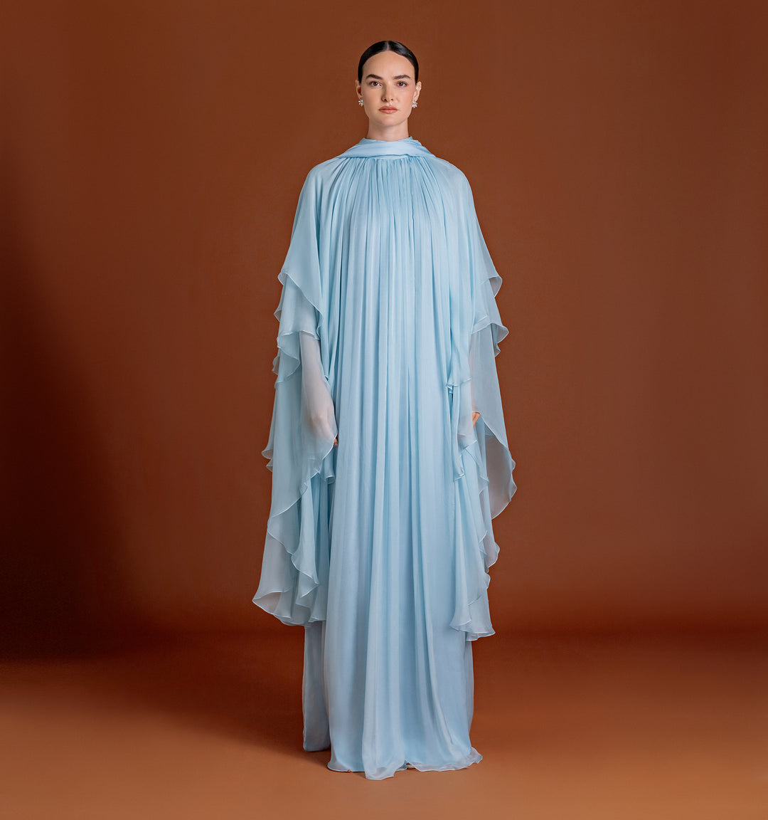 Blura Ruffled Maxi Dress in Silk-chiffon