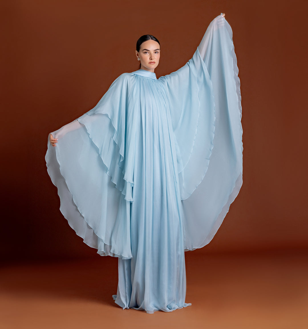 Blura Ruffled Maxi Dress in Silk-chiffon