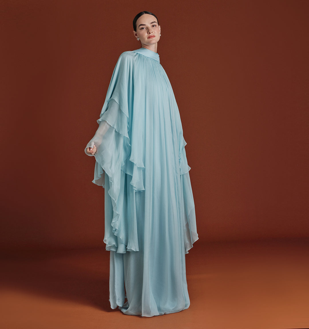 Blura Ruffled Maxi Dress in Silk-chiffon