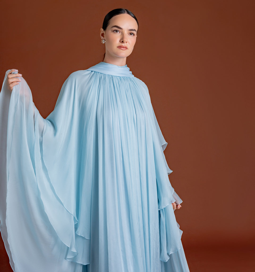 Blura Ruffled Maxi Dress in Silk-chiffon