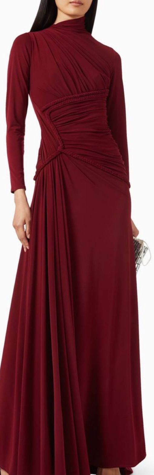 Olivia long sleeve drape detail maxi dress