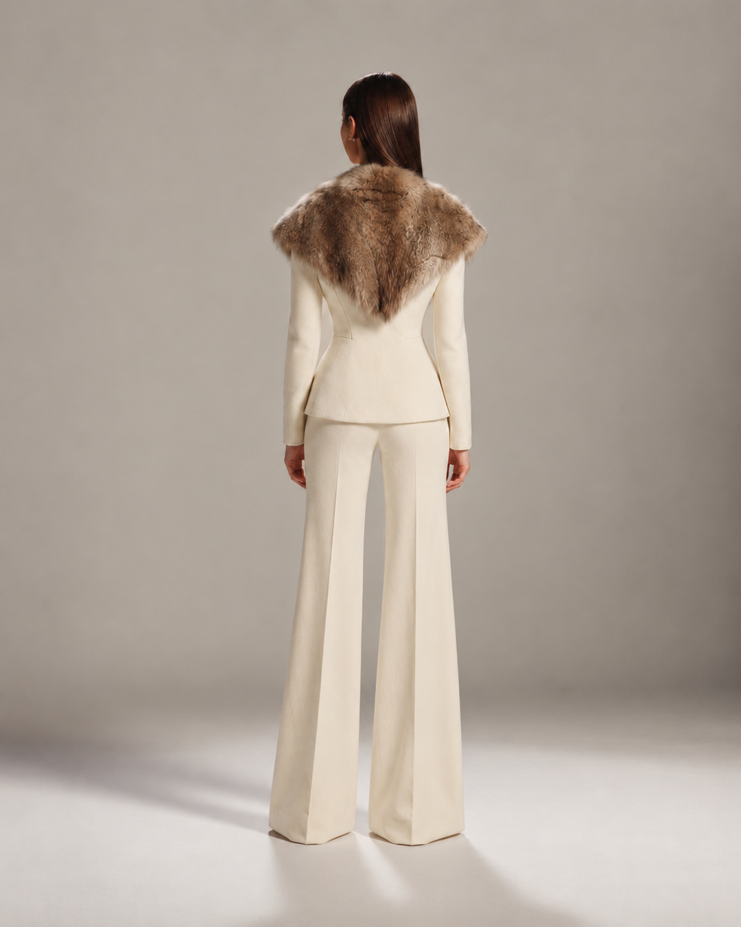 Ivory Royale Fur-Trimmed Suit