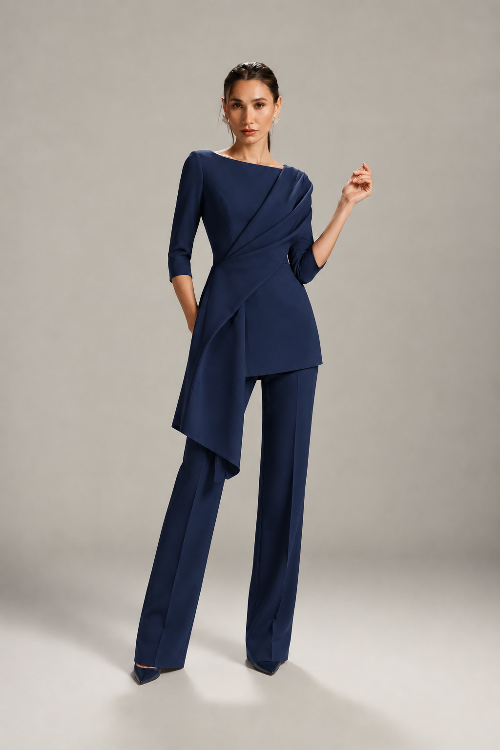 CASCADE DRAPED SUIT