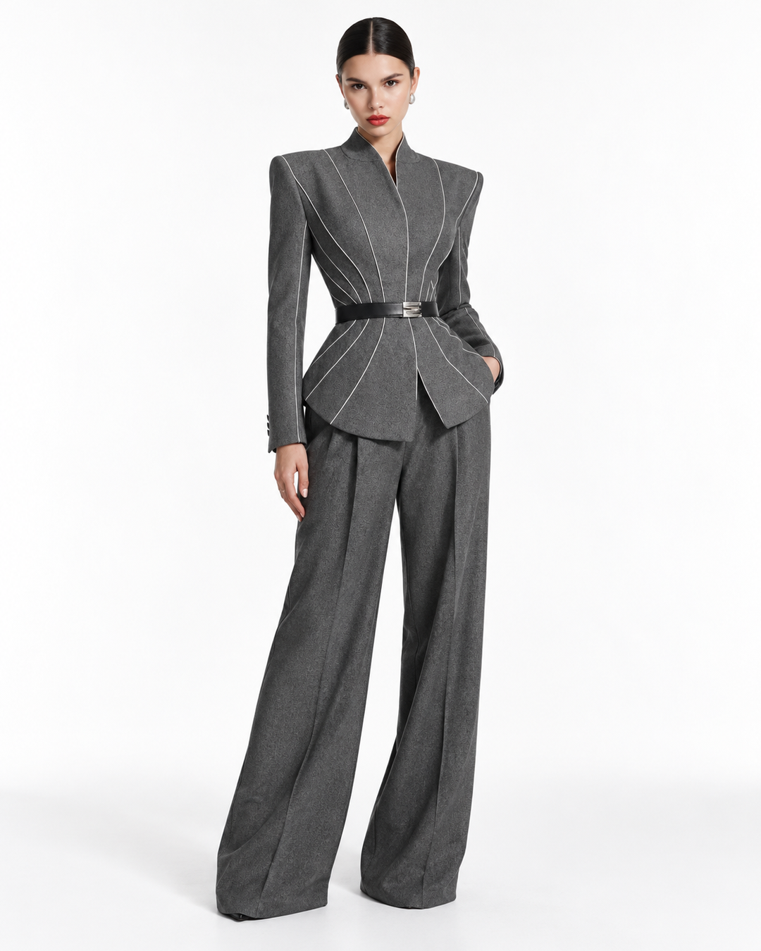 Sculpted Jacquard Couture Suit