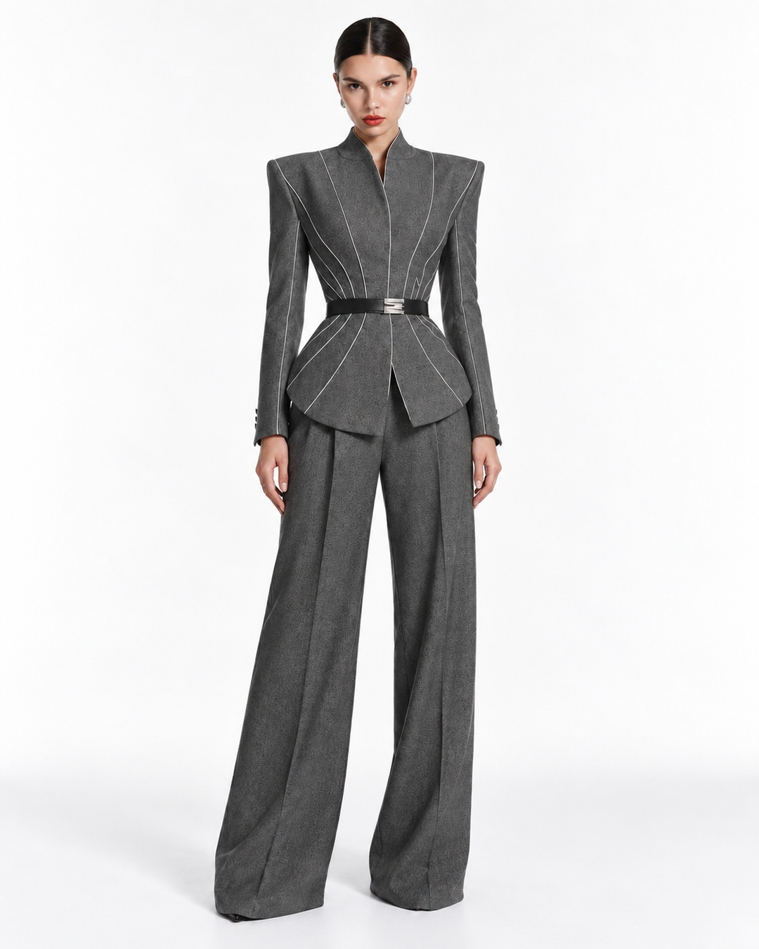 Sculpted Jacquard Couture Suit