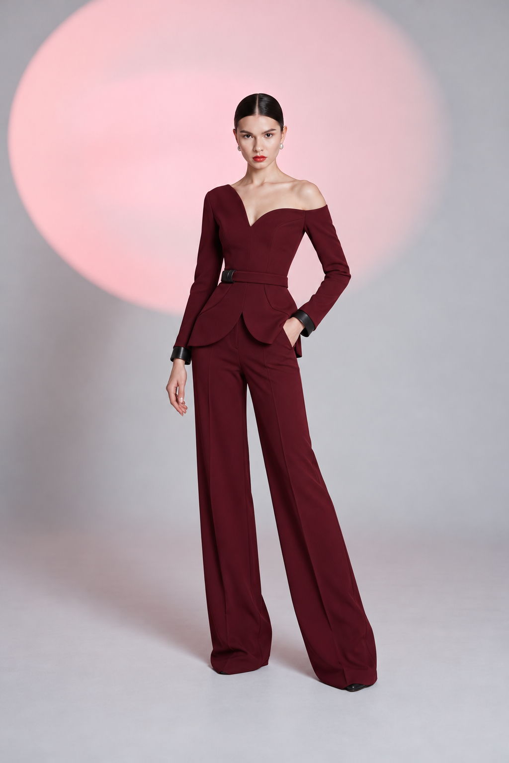 Asymmetric Elegance Couture Suit