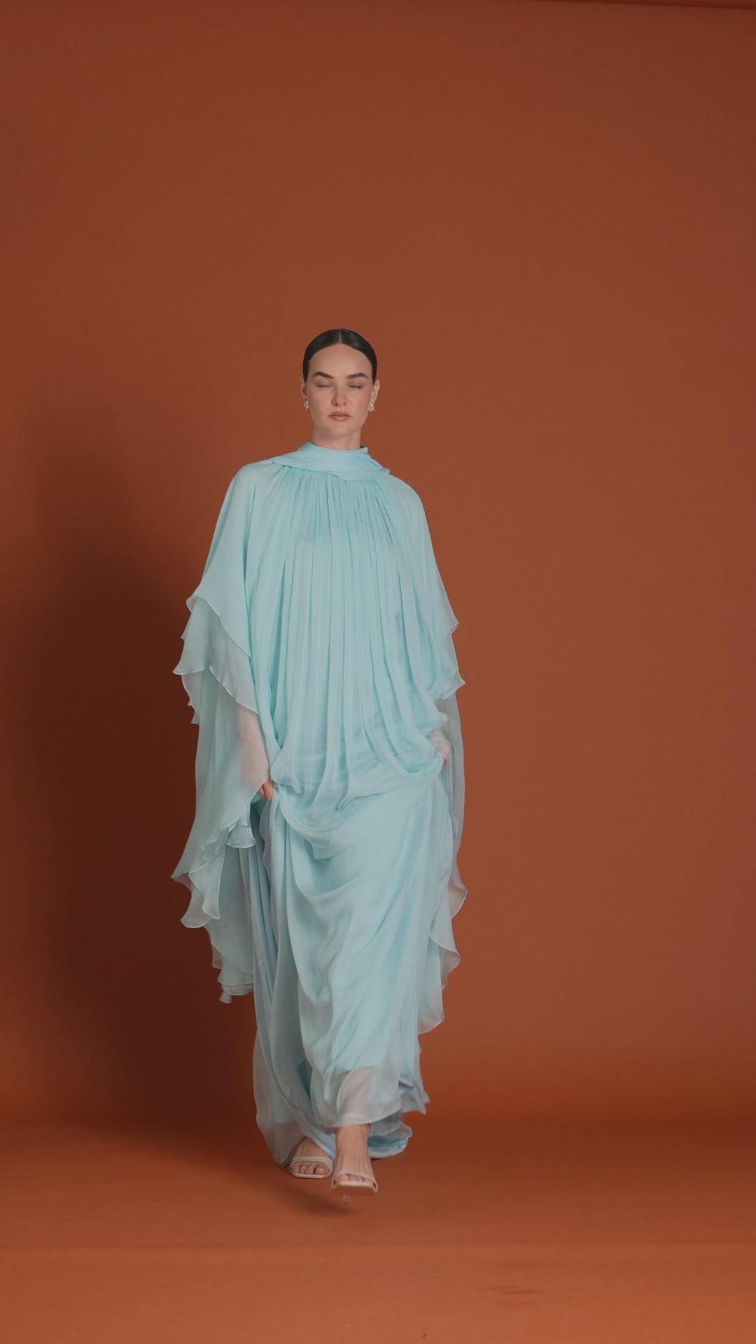 Blura Ruffled Maxi Dress in Silk-chiffon