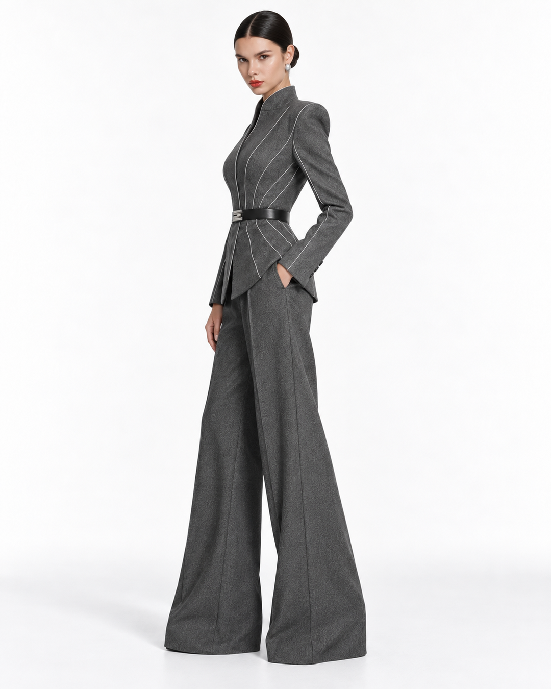 Sculpted Jacquard Couture Suit