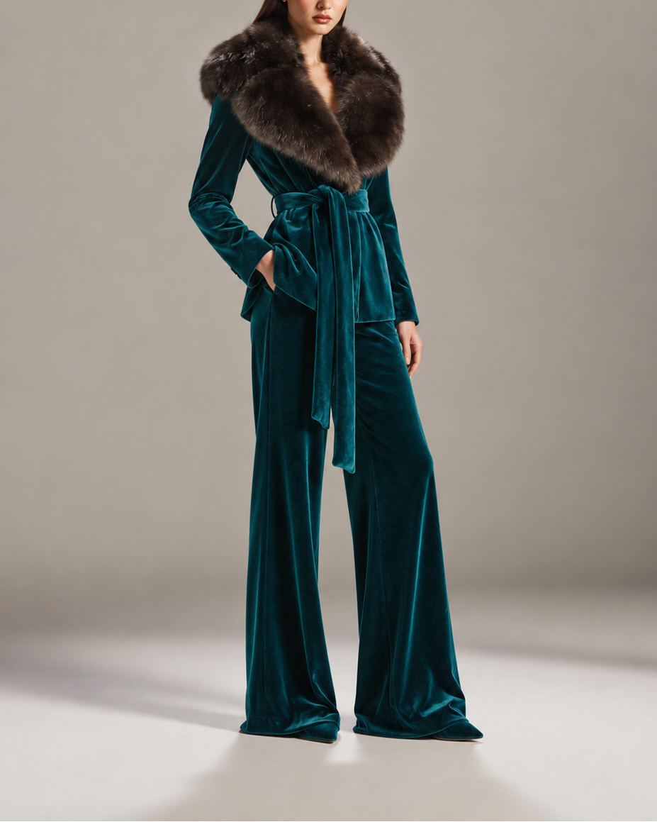 Amethyst Fur-Trimmed Velvet Suit